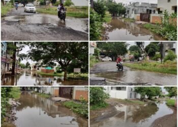 पाण्याचा निचरा होत नसल्यान प्रभाग क्र.६ रस्त्याची दुरावस्था नागरिकांना तारेवरची कसरत…!