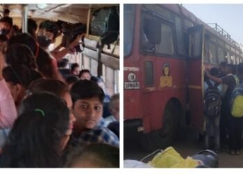 विद्यार्थ्यांनसाठी एसटी प्रवास ठरतोय डोकेदुखी! सुरक्षीत प्रवास फक्त नावालाच…