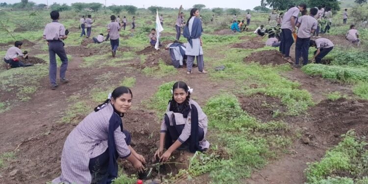 आर.सी.पटेल.माध्यमिक विद्यालय खर्दे विद्यालयामार्फत वृक्षारोपण…..