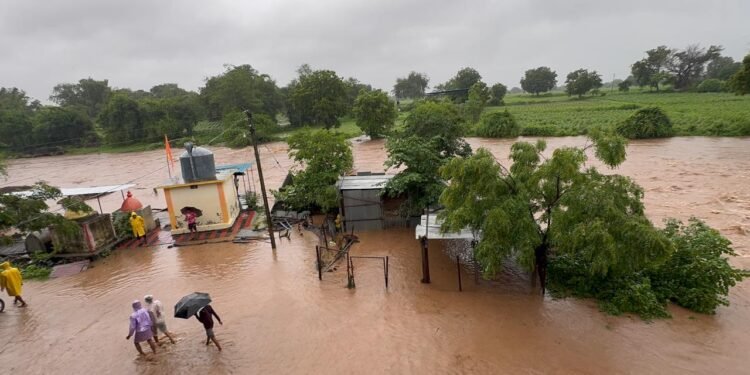 शिरूडला मुसळधार पावसाचा तडाखा; घरे, अंगणवाडी, गोठे जलमय, शेती पाण्याखाली